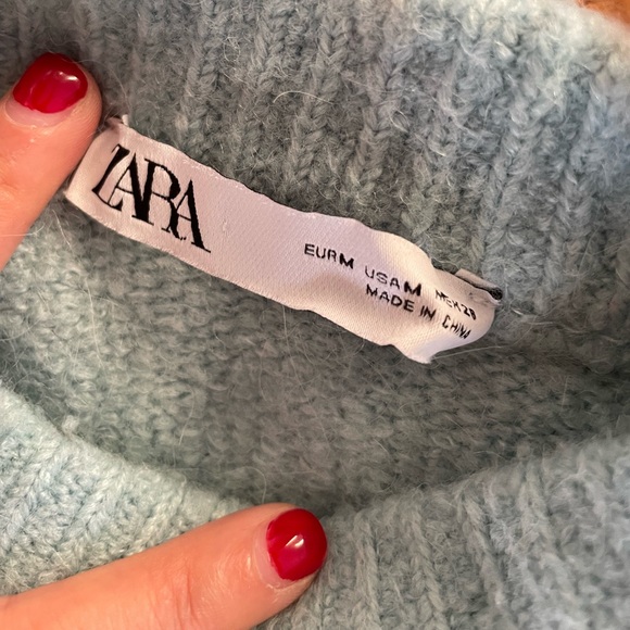 Zara turquoise cropped crew sweater. Size M - Picture 5 of 5